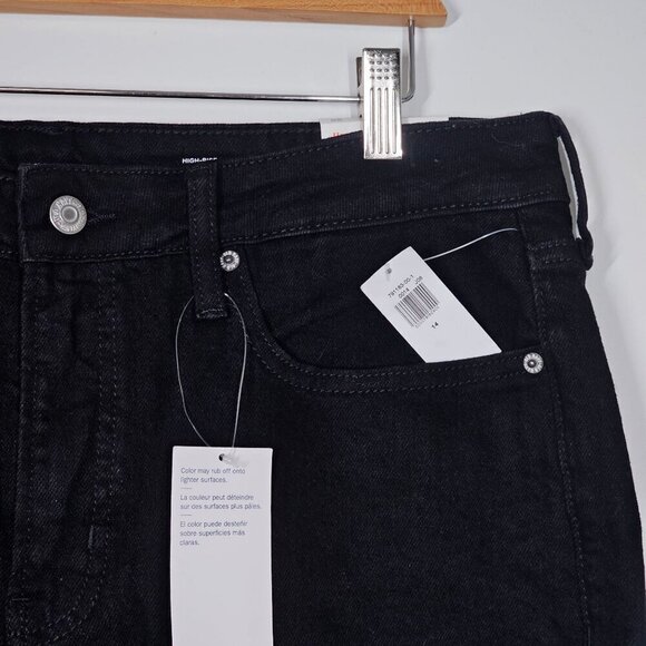 Old Navy High-Rise O.G. Straight 7 "In Denim Shorts Cut Off Black Womens 14 NWT - Picture 4 of 10